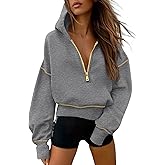 PRETTYGARDEN Women's 2026 Fall Hooded Sweatshirts Long Sleeve Half Zip Cropped Hoodies Pullover Winter Fashion Clothes