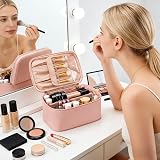 Ethereal Travel Makeup Bag Large Capacity Pink Cosmetic Organizer with Brushes view 5