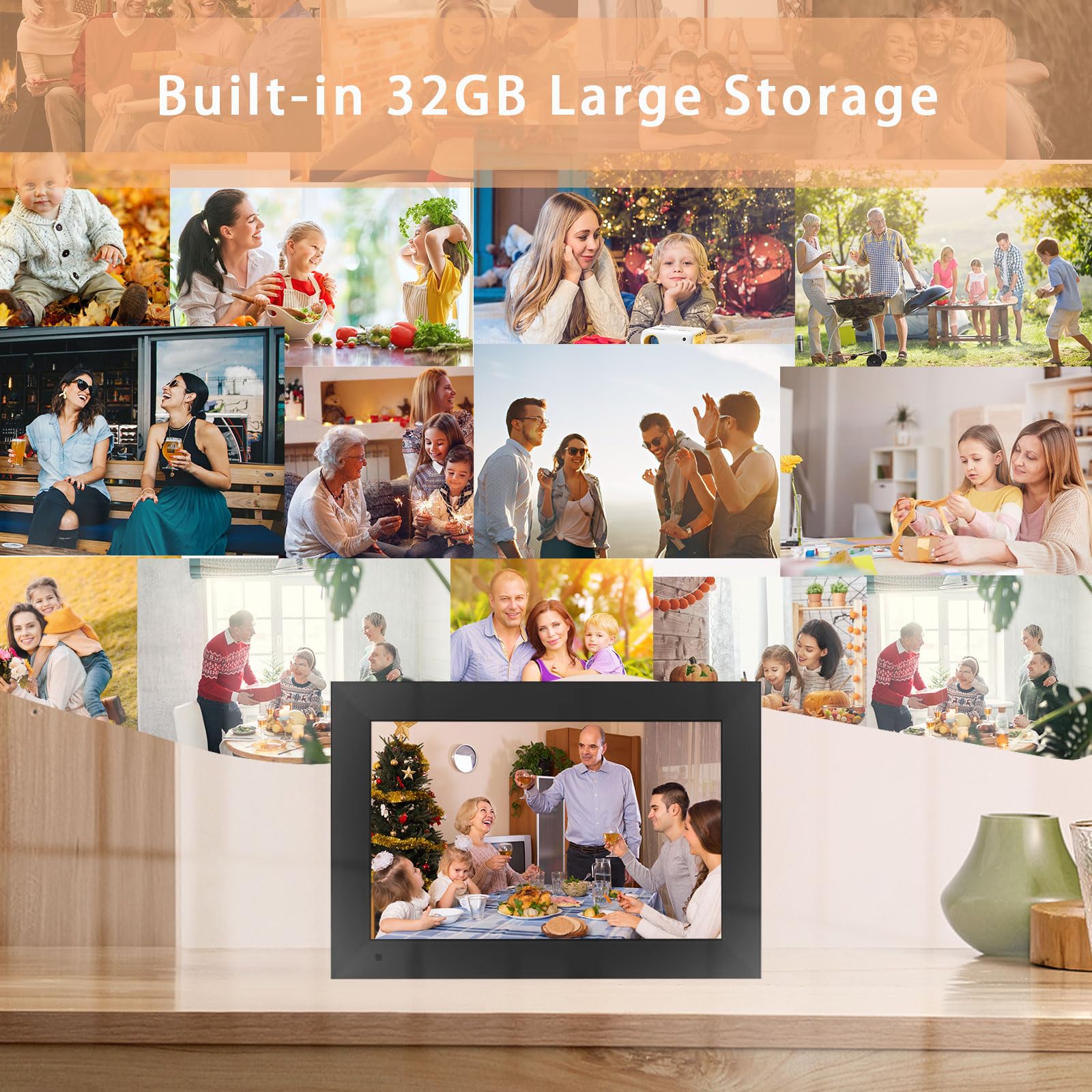 2 PCS Digital Picture Frame, PULLOON 10.1 Inch WiFi Digital Photo Frame with HD Touch Screen, Auto-Rotate, Wall Mountable, Built-in 32GB Storage, Easy Setup to Share Photo and Video Instantly via App