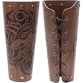 Viking Bracers Medieval Leather Bracers Embossed Wolf Leather Arm Guards Cuff Leather Gauntlet Armband Bracers