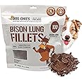 Dog Chits Bison Lung Fillets Dog and Puppy Treats - All Natural Grain and Chemical Free Training Chews - High Protein and Low Fat - Supports Dental Health - Made in The USA - Large 10 oz Bag