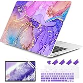 DONGKE Compatible with MacBook Air 13 inch Case 2021 2020 2019 2018 Release A2337 M1 A2179 A1932 with Retina Display & Touch ID, Plastic Hard Shell & Keyboard Cover - Fluid Art X255