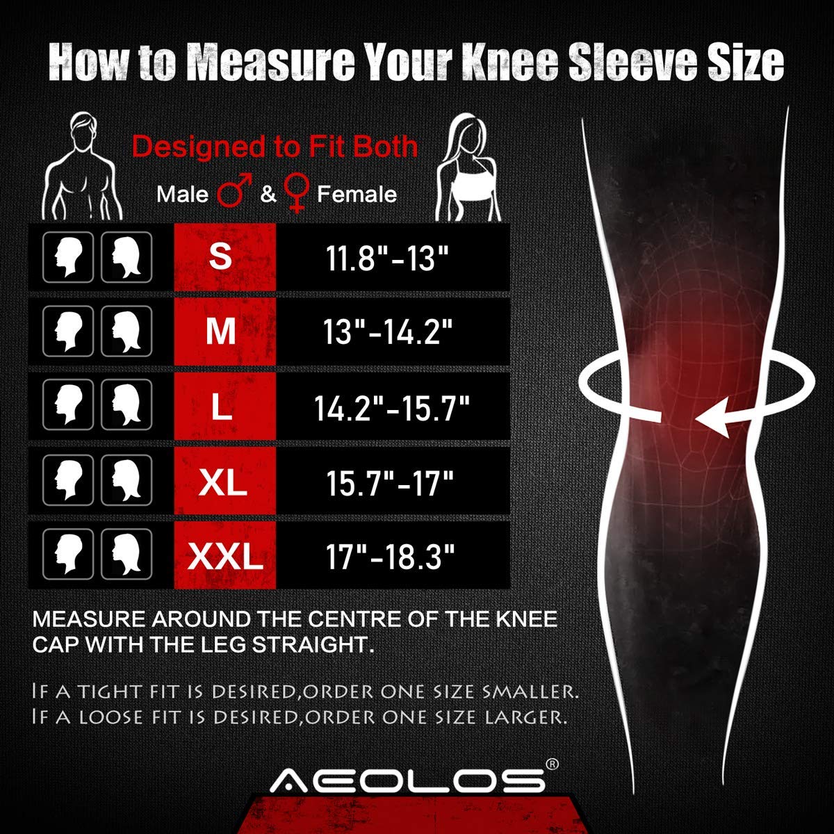 AEOLOS Knee Sleeves (1 Pair)，7mm Compression Knee Braces for Heavy-Lifting,Squats,Gym and Other Sports