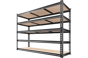 REIBII 48.2''W Garage Shelving Heavy Duty Storage Shelves 3000LBS Heavy Duty Shelving 72''H Adjustable Metal Shelves for Garage Storage Rack Industrial Shelf Utility Rack, 48.2''W X72''H X 24''D