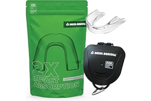 Delta Dental Athletic Sports Mouth Guard - ADA Accepted - 2X The Impact Absorption - Works with Braces 1 Pack No Strap (Adult, Clear No Strap)