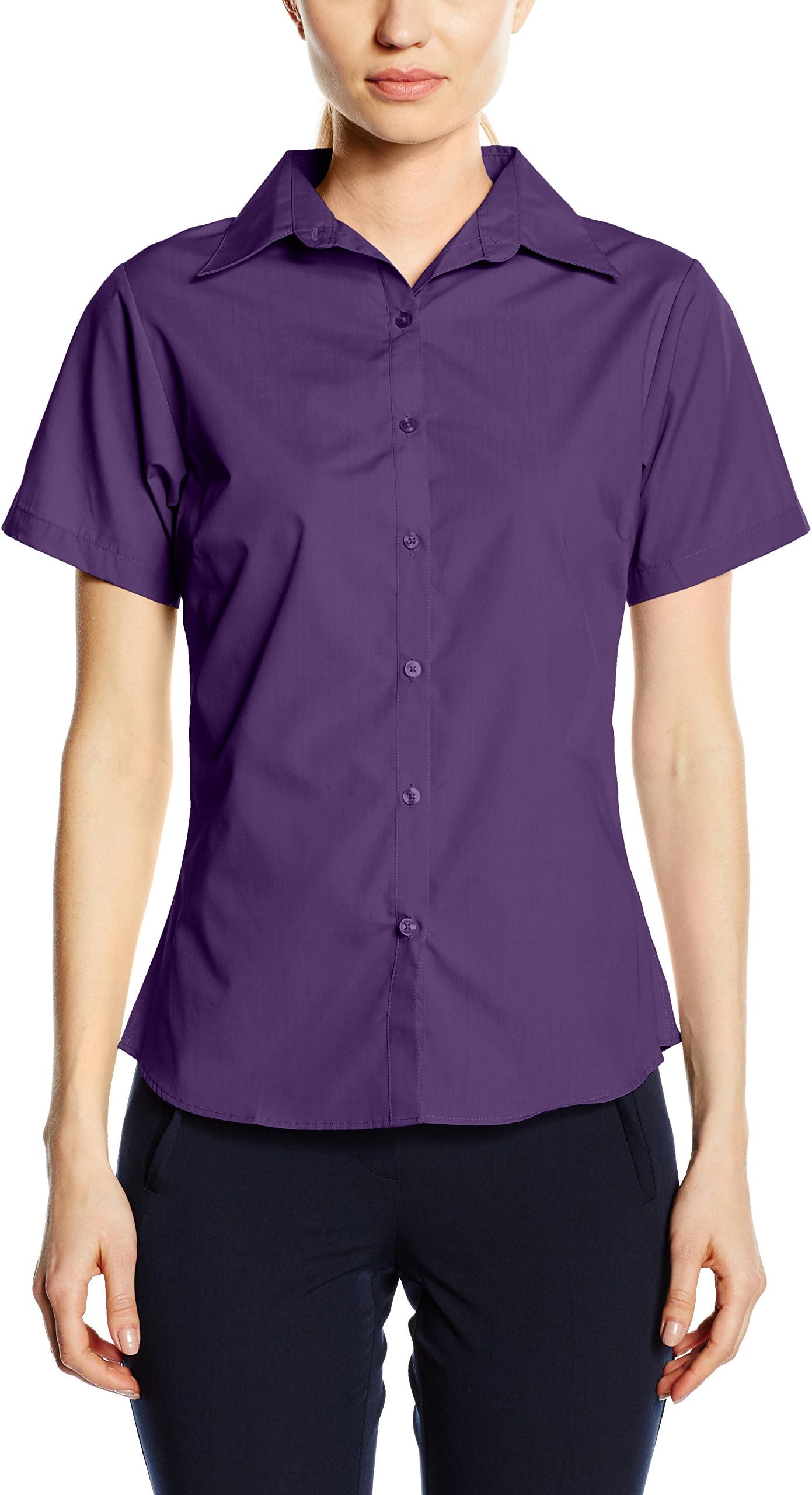 Ladies Short Sleeve Poplin Blouse