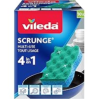 Vileda Scrunge Multi-Use Non-Scratch Scrub Sponge (Pack of 10) | Rinses Clean, Stays Fresh | Durable & Long-Lasting | Dishwas