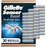Gillette Sensor Excel Men's Razor Blade Refills, 30 Count