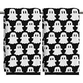 Artoid Mode 2 Pcs Black Ghost Halloween Hand Towels for Bathroom | 13.7 x 29.5 Inch,100% Cotton,Reversible Jacquard,Soft &amp; Absorbent Bathroom Decor Towels