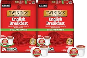 Twinings Decaf English Breakfast Tea K-Cup Pods for Keurig, Naturally Decaffeinated Black Tea, Smooth, Flavourful, Robust, 48 Count