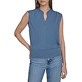 Andrew Marc Womens Sleeveless V-Neck Fitted Pullover