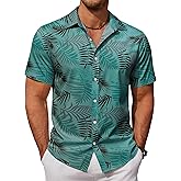 COOFANDY Mens Hawaiian Shirts Short Sleeve Button Down Aloha Shirt Casual Beach Clothes