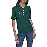 Karl Lagerfeld Womens Collar with Two Chest Pockets Sweater