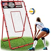 ZEALFEEL Volleyball Rebounder, 6-Angle Adjustable 4x7 FT Volleyball Rebound Net for Backyard with Steel Frame & High-Tension PE Netting, Volleyball Bounce Back Net Practice for Setting Spiking Bumping