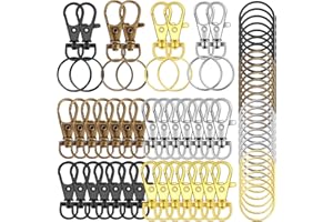 120PCS Premium Swivel Lanyard Snap Hook with Key Rings, Metal Keychain Hooks for Jewelry Making, Crafts (Multicolor)