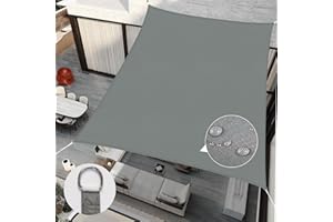 RICHIE Upgrade 12'x16' Sun Shade Sail Rectangle Canopy, Water Resistant & UV Block Sunshade for Outdoor Patio Lawn Beach Garden Carport Backyard Deck Pergola, Grey