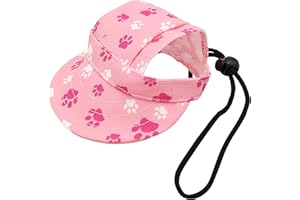 PET SHOW Dog Baseball Cap Dog Paw Print Peaked Cap Pet Sun Hats with Ear Holes Sport Hat for Medium Large Doggies Adjustable Drawstring Puppies Cats Visor Hat Girls Boys Pink/M/L