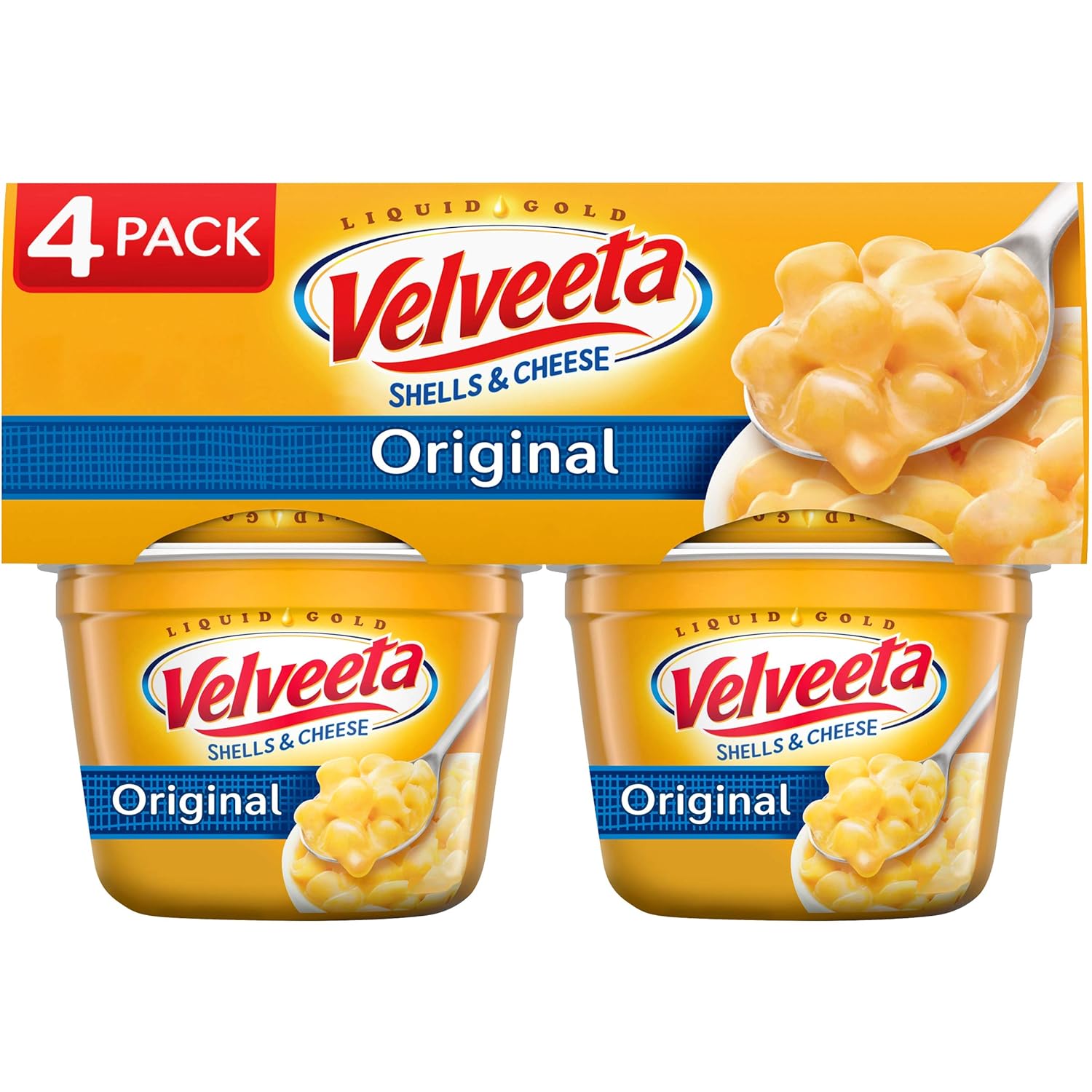 Amazon Com Velveeta Original Easy Mac Shells And Cheese 4 Microwaveable Cups Macaroni And Cheese Grocery Gourmet Food