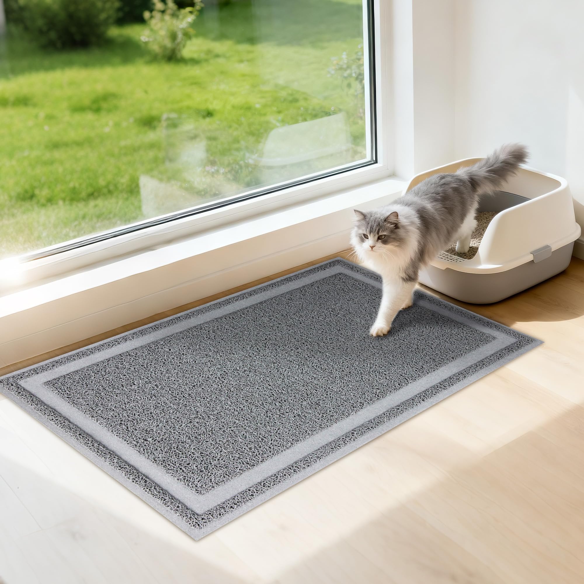 Pet Prime Cat Litter Mat Large Litter Trapping Mat Non-slip Cat litter Mat Jumbo Litter Box Mat with Scatter Control - Soft on Kitty Paws 90 x 60 cm