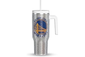 Hydrapeak x NBA Officially Licensed Golden State Warriors Voyager 40 oz Stainless Steel Bling Tumbler with Handle, Insulated Rhinestone Water Bottle With Straw & Lid, Includes Gift Box