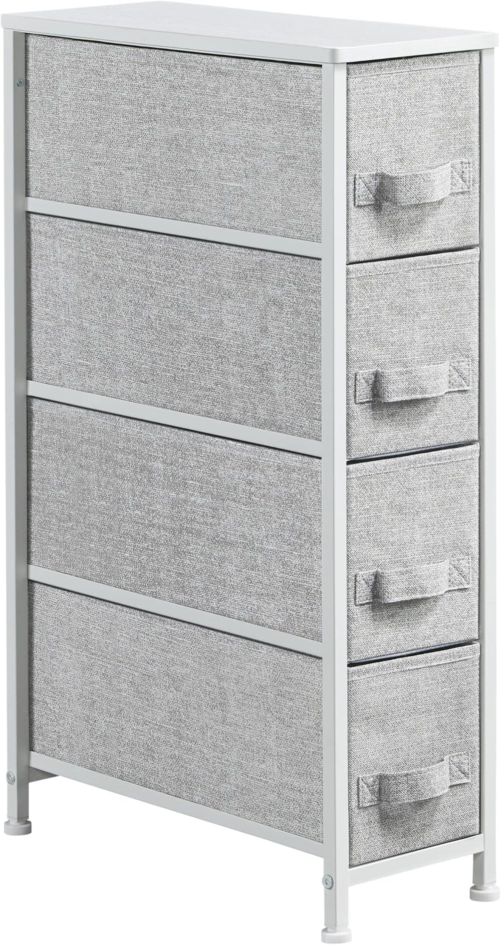 Yaheetech Vertical Slim Chest of Drawers 4 Fabric Drawers Light Grey