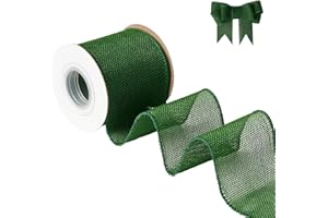 Green Burlap Wired Ribbon, Solid Ribbon with Wire Edge for St. Patrick's Day, Irish Festival Big Bow, Wreath, Outdoor Decorat