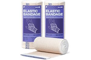 SurviveX High-Performance Elastic Bandage Wrap 4 Inch - Reusable Compression Bandage Wrap for Leg, Ankle, Wrist, Knee - Self Closing Design - FSA HSA Approved - 2 Pack