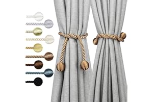 Nieffeiy Curtain Tiebacks Outdoor Elegant Decorative Tie Backs Modern Rope Tiebacks for Drapes Window Curtain Holdbacks for Draperies (Khaki, 2)