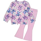 Disney Stitch Girls’ Rib Velour Sweatshirt and Legging Set, 2-Piece Outfit