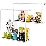 Wall Mounted Rustic Iron and Wood Intersecting Unique Floating Shelves Wood (2, White)