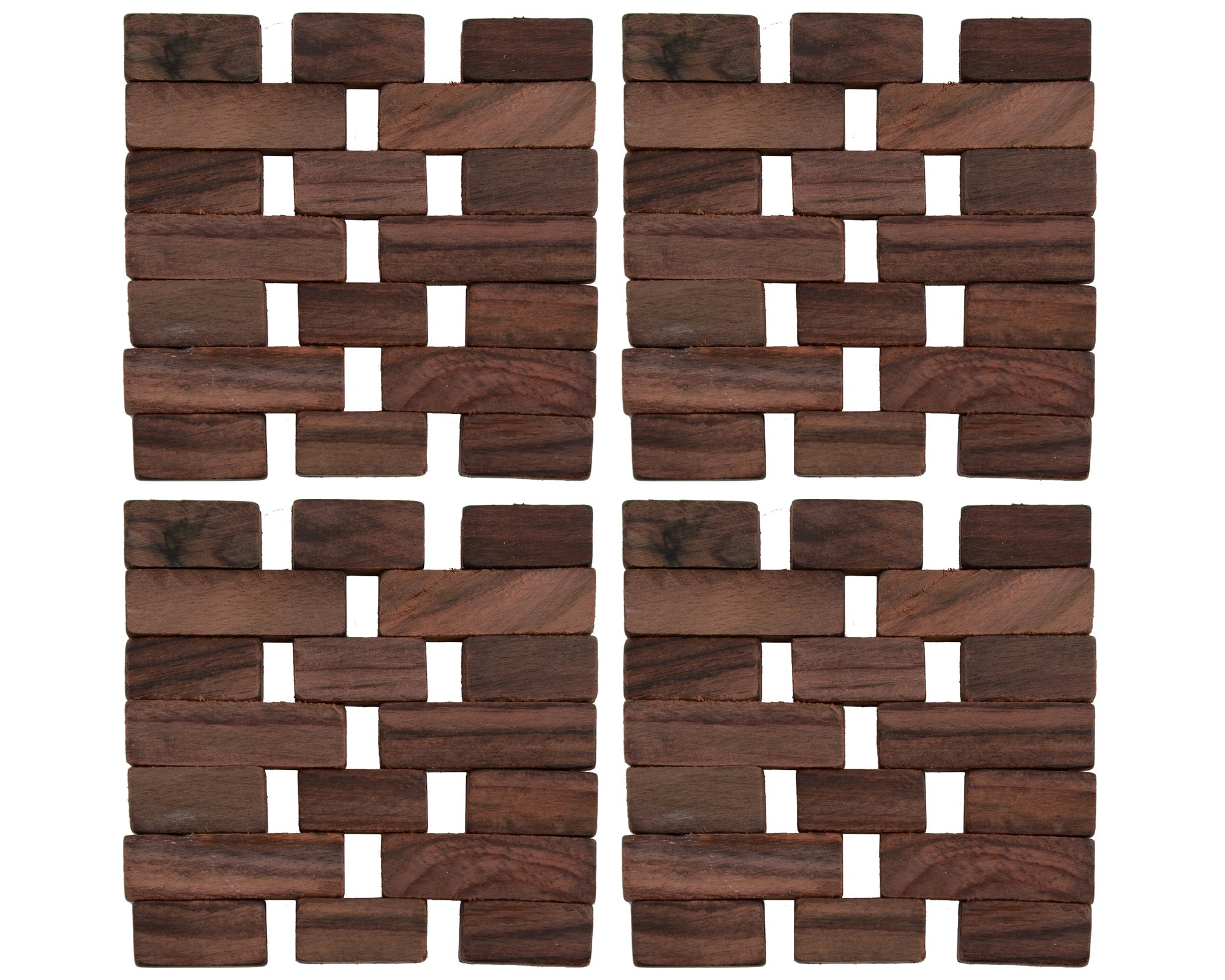 Creative Tops 5115975 Set of 4 Slatted Wooden Coasters by, 10.5 x 10.5 cm (4" x 4"), Beige