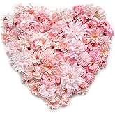 Fake Flowers Pink Rose Artificial Flowers Bulk Small Faux Flowers Heads For Crafts Diy Home Spring Wreath Garden Floral Party Wildflower Garland Decor Mini Silk Fabric Flowers Decoration 3-12cm (Pink)