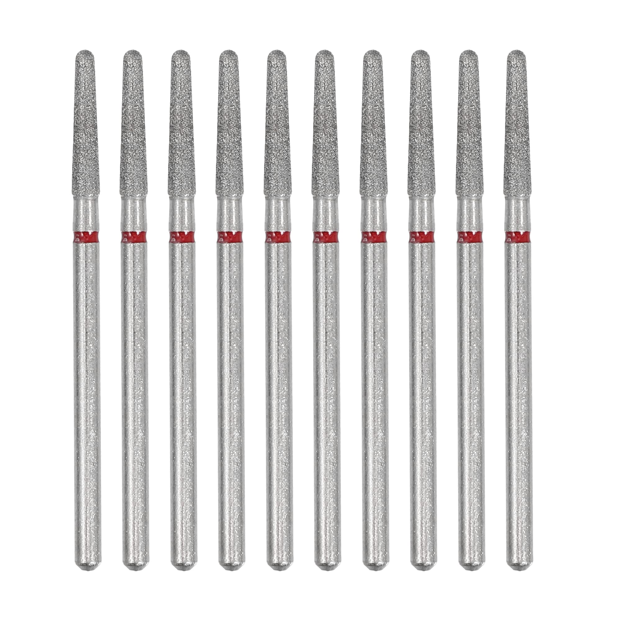 VOCOSTE 10 Pcs Emery Nail Drill Bits Set for Acrylic Nails, 3/32 Inch Nail Art Tools, Manicure Pedicure Shapen Remove Tools, 44.2mm Length, Red