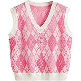 SweatyRocks Women's Sleeveless V Neck Knit Sweater Vest Skull Print Crop Tank Top