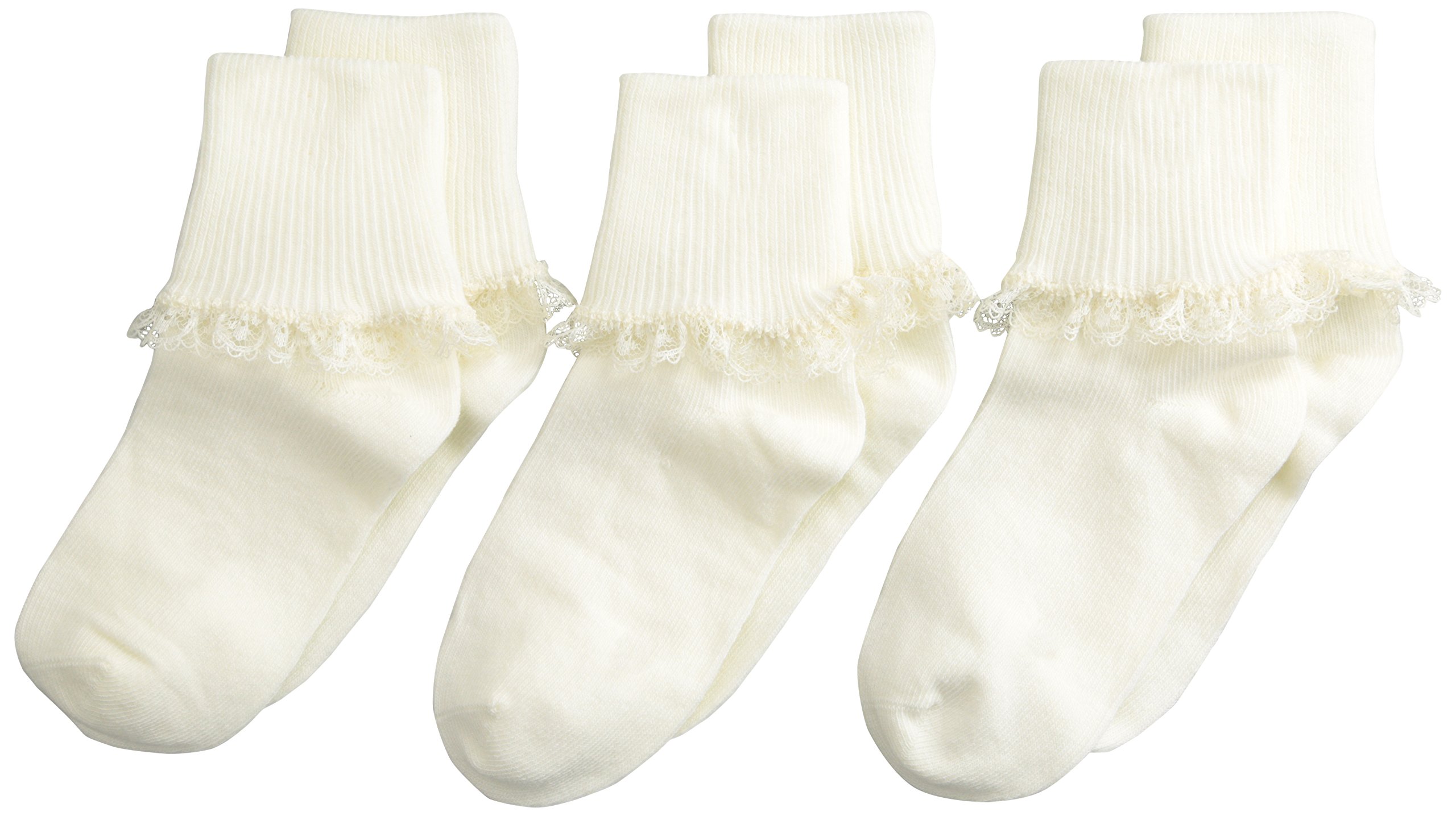 Photo 1 of Jefferies Socks Girl's Simplicity Lace Socks 1 Pair Pack, Pearl White, Small