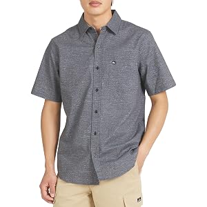 Quiksilver Men's Regular Fit Premium Cotton Textured Short Sleeve Button Down Shirt