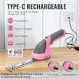 WORKPRO 2 in 1 Cordless Hedge Trimmer Grass Shear 7.2V 2000mAh Pink view 7