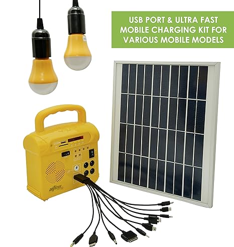 Happy2Buy Portable Solar Power System with Radio and Mp3, Lighting, Mobile Charger (Yellow)