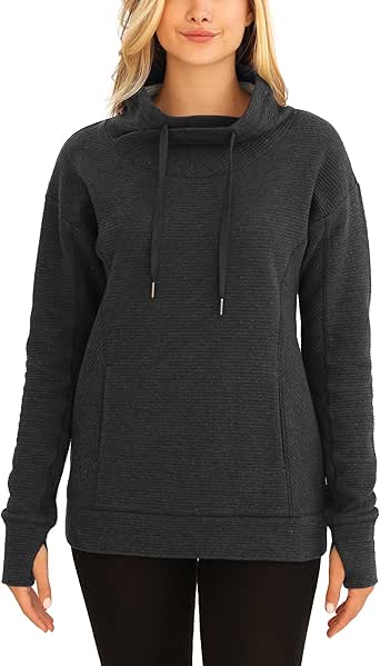 Kirkland Signature Ladies' Mock Neck Pullover Sweater Sweatshirt Top at Amazon Womenâs Clothing 