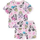 Disney Mickey Mouse & Friends Girls 2-Piece French Terry T-Shirt and Shorts Set for Big Kids