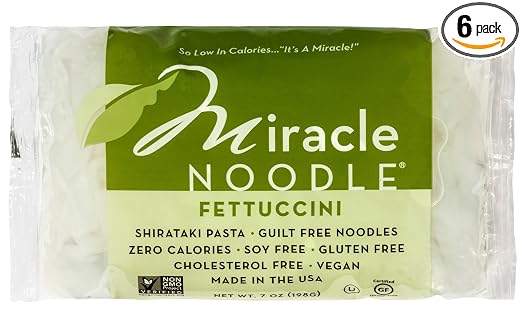 Miracle Noodle Zero Carb, Gluten Free Shirataki Pasta, Fettuccini, zero smart points pasta