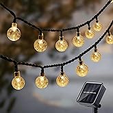 L LAMPOP Solar String Lights Outdoor Waterproof IP65 9.3 Feet Patio Lights with 20 LED Crystal Globe Hanging Light for Backyard Porch Balcony Party Decor, Wedding,Party,Camping (Warm White)
