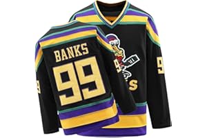SHAJUNQI Mighty Ducks Jersey,96 Conway Jersey,99 Banks Jersey,Movie Ice Hockey Jersey,Broidery Letters and Numbers Green/White/Black