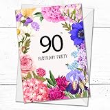 Olivia Samuel 90th Birthday Floral Party Invitations 20 Pack Ready to Write UK view 3