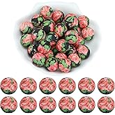 WEWAYSMILE 20 Pcs 15mm Silicone Beads Bulk Printed Silicone Focal Beads for Pens DIY Bracelets Necklaces Lanyards Beaded Craft Supplies(Camellia)