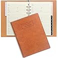 Happyaokeland Refillable Address Book with Alphabetical Tabs, Hardcover Phone Book 648 Contact Book w/Pockets, Large Print Address Books for Seniors, A5, Brown