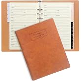 Happyaokeland Refillable Address Book with Alphabetical Tabs, Hardcover Phone Book 648 Contact Book w/Pockets, Large Print Address Books for Seniors, A5, Brown