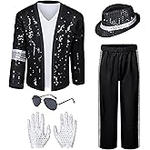 Mens Dance Star Costume for Adult 80s 90s Glitter Pop Stage Party Halloween Cosplay