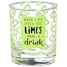 Livin' on the Wedge Limes or Lemons When Life Gives You Limes Make A Drink Lime Wedge Patterned Whiskey Glass, 10 oz, Green