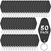 Aemygo Motel Keychains Blank, 50 Pcs Plastic Vintage Hotel Keychain Bulk Rhombus Heat Transfer Keychains for DIY Crafts Car Ornaments Luggage Tag Label Making